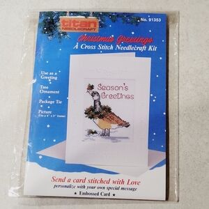 Titan Goose With Christmas Wreath Cross Stitch Greeting Card Kit Size 4"×5"